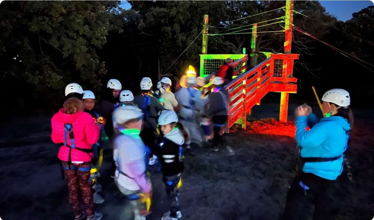 Girl Scouts ready for zip lining at Camp Crossed Arrows