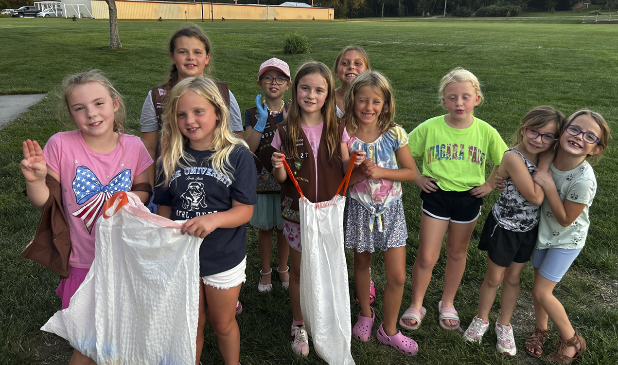 Girl Scouts ready for zip lining at Camp Crossed Arrows